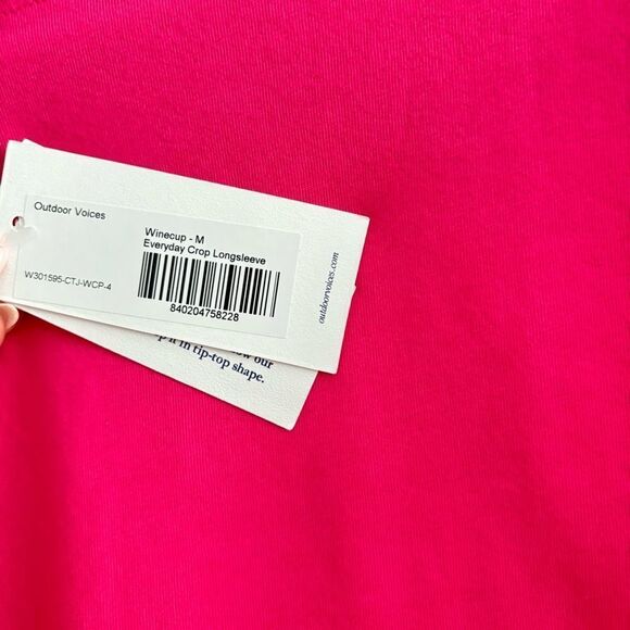 NWT Outdoor Voices Everyday Crop Long sleeve - Pink Size Medium - Picture 2 of 5